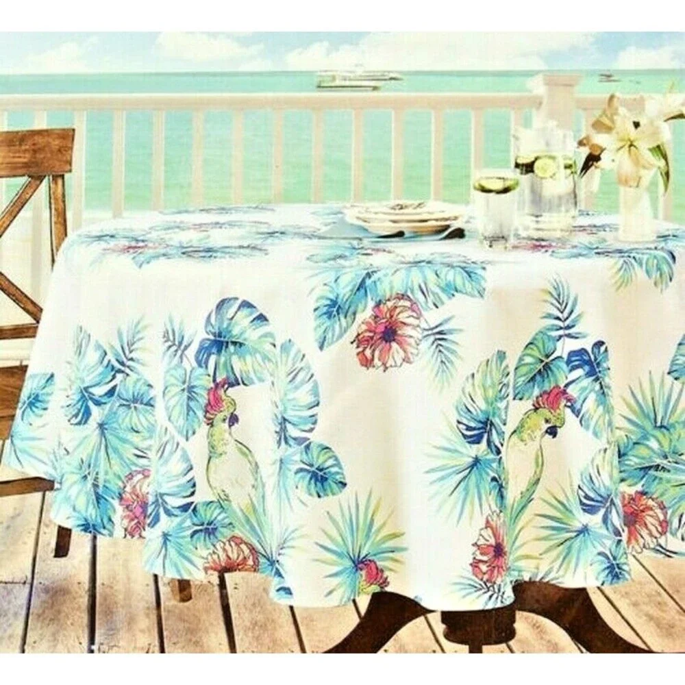 Parrot Cockatoo Fabric Tablecloth Indoor Outdoor Water Repellent 60x84